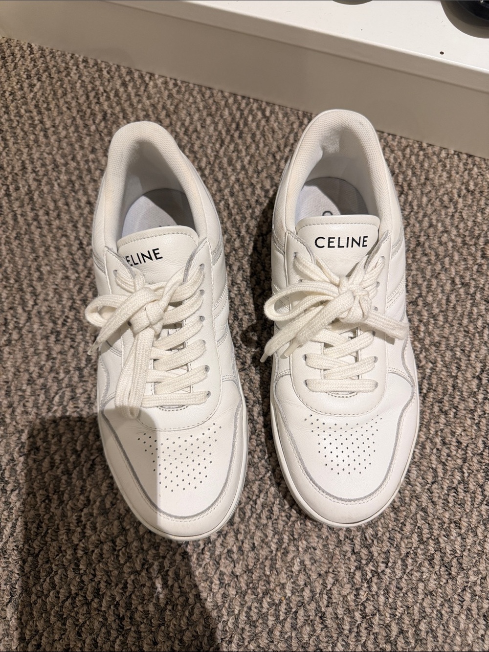 Celine White Low-Top Leather Sneakers